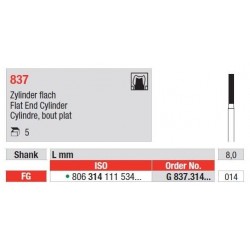 Flat Head Cylinder Diamond Cutters FG 837 - 5 τεμ. 